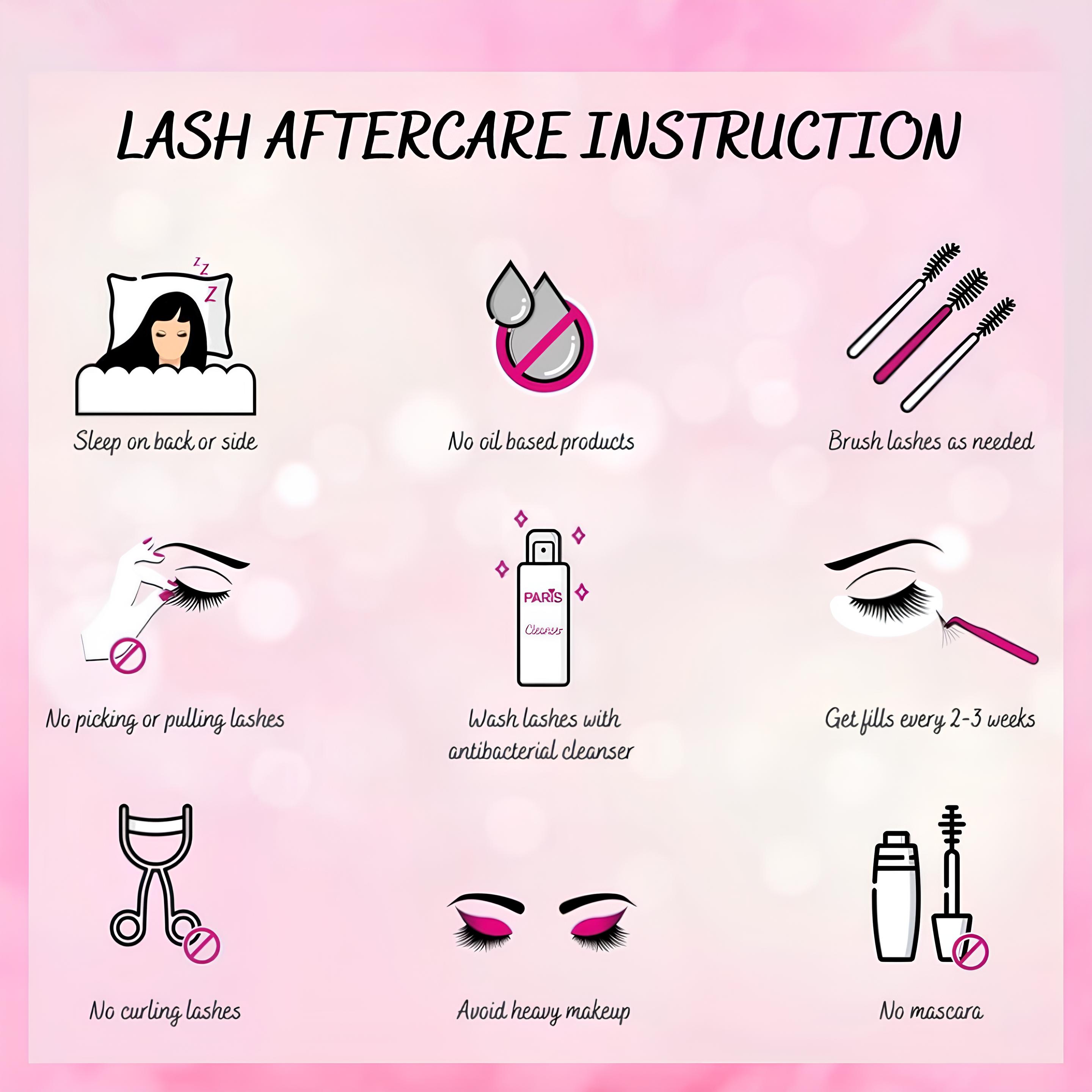Lash Aftercare Instructions